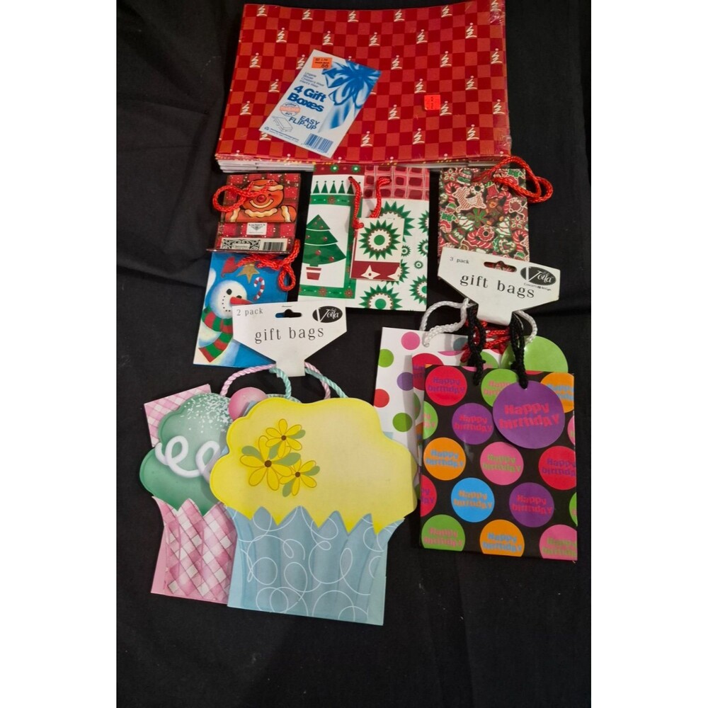 Assortment Of Mostly Vintage Gift Boxes & Bags 13pc